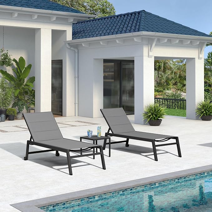 PURPLE LEAF Extra Large Outdoor Chaise Lounge 4 Pieces Aluminum Patio Lounge - Image 3