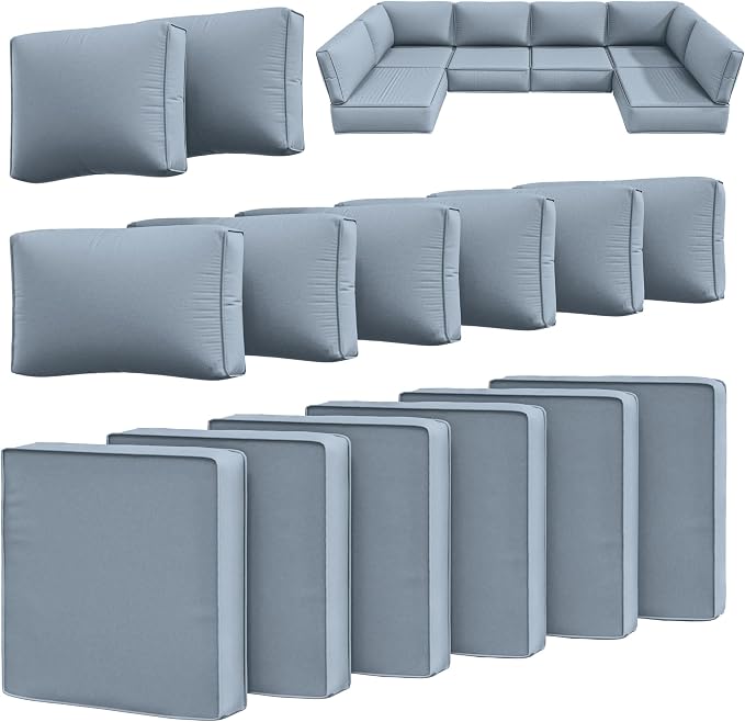 14 Pcs Outdoor Cushion Slipcovers Outdoor Patio Cushion Covers Replacement by Snubbull