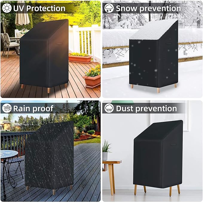 High Back Patio Chair Cover, Stackable Outdoor Covers, Durable 600D Oxford - Image 5