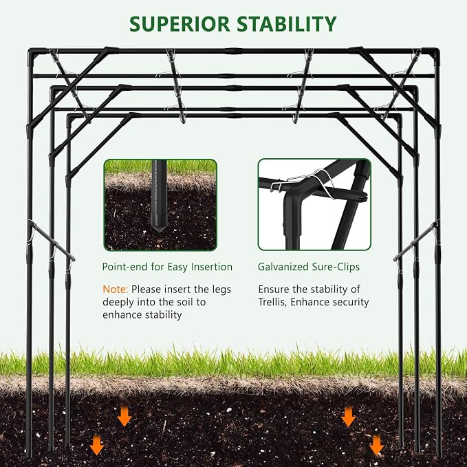Tall Garden Arch Trellis for Climbing Plants, 79in Tall Metal Plant Support - Image 4