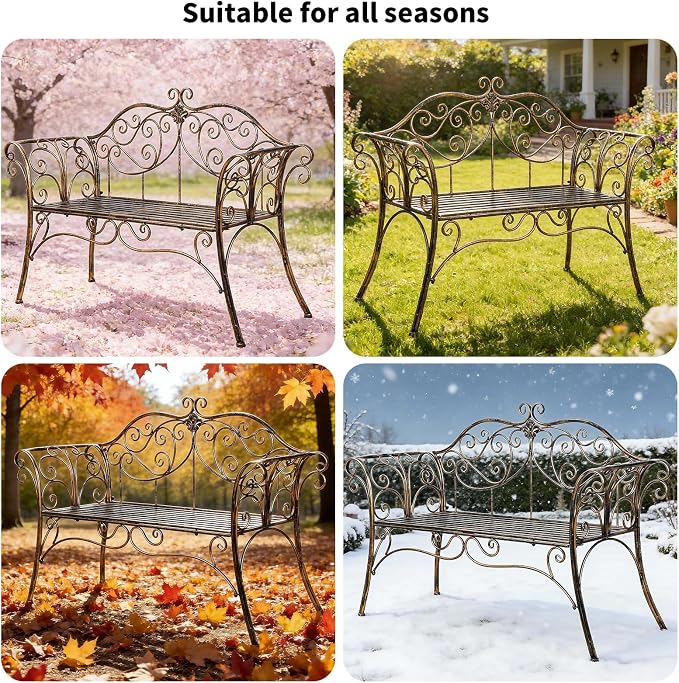 HLC Garden Bench Metal Outdoor Benchs - Image 7