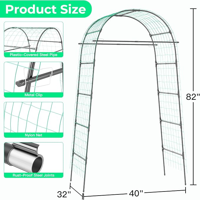 Garden Arch Trellis for Climbing Plants, 82 Inch Tall Grape Trellies for Outdoor - Image 3