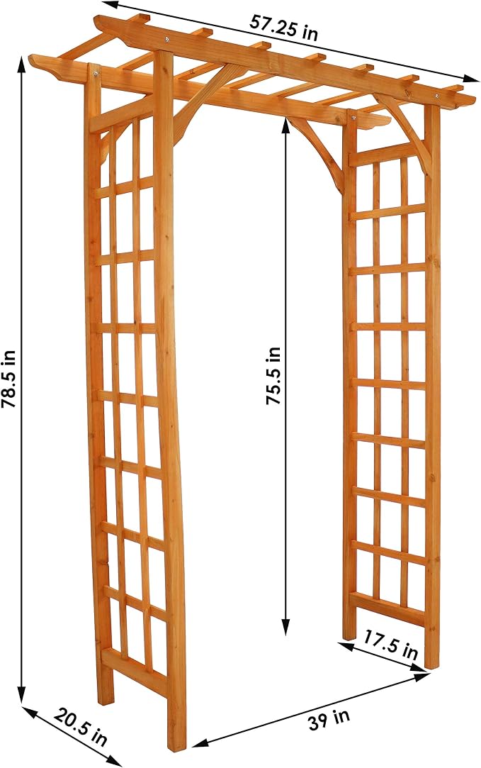 Sunnydaze 78-Inch Wooden Garden Arbor Walkway Wedding Arch - Image 3