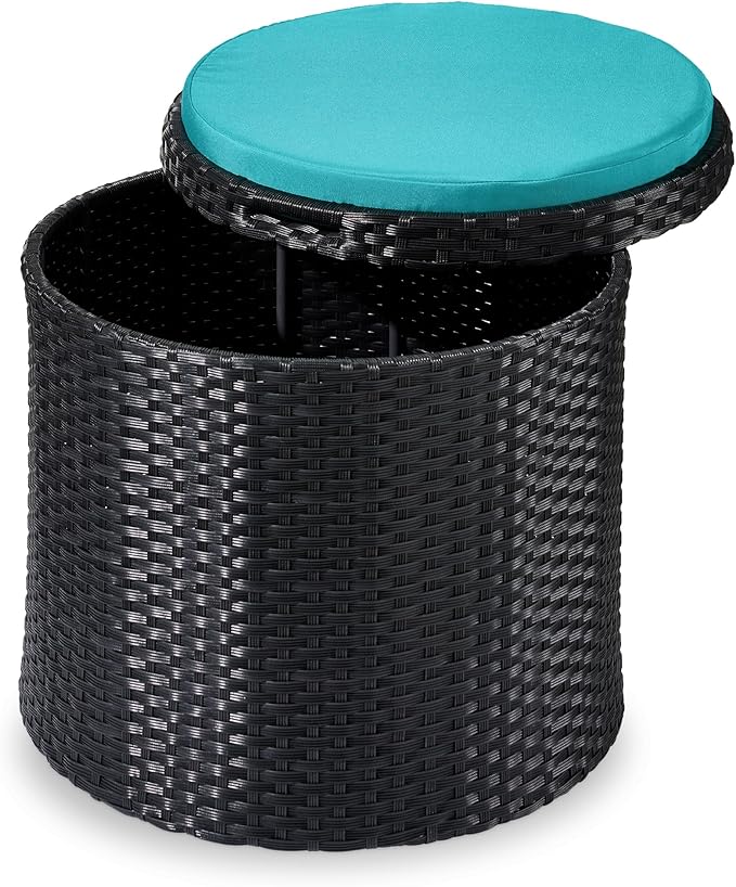Best Choice Products Round Wicker Ottoman, Additional Seating, Side Table by BestChoiceProducts