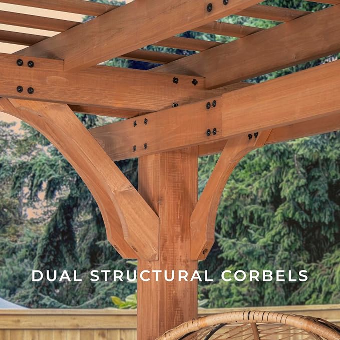 Backyard Discovery Beaumont 14' x 12' Traditional Cedar Wood Pergola Kit - Image 7