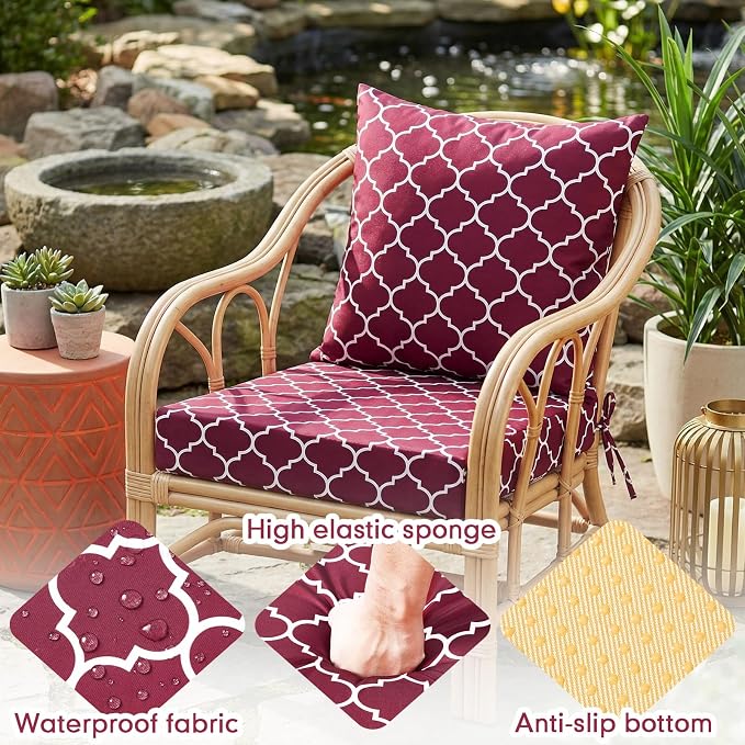 Hoteam 4 Set Outdoor Chair Patio Cushions 20 x 20 Inch Deep Seat Waterproof - Image 4
