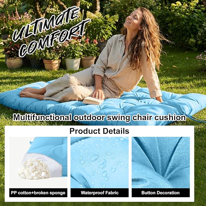 Waterproof Porch Swing Cushion Replacement, Thick 4" 2–3 Seat Outdoor Swing - Image 3