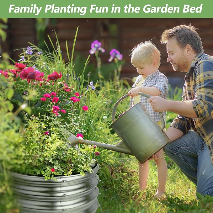2x2x1ft Round Galvanized Raised Garden Bed Kits, Raised Garden Bed Metal - Image 5