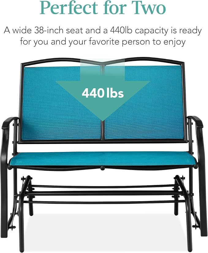 Best Choice Products 2-Person Outdoor Patio Swing Glider Steel Bench Loveseat - Image 6