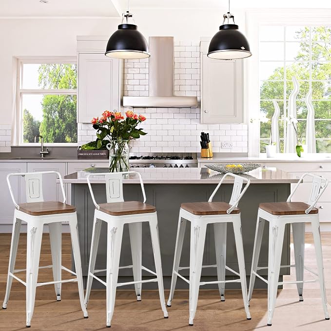 Alunaune 30" Metal Bar Stools Set of 4 Counter Height Barstools Industrial - Image 9