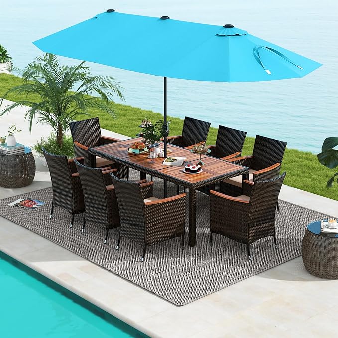 Tangkula 11 Piece Rattan Outdoor Dining Set by TANGKULA