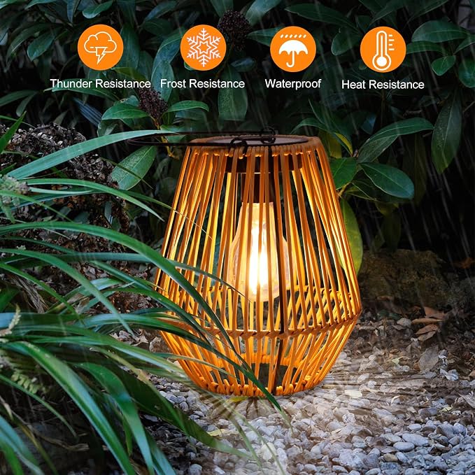 Solar Lanterns, Livinlarge Solar Lights Outdoor Waterproof Boho Light - Image 6