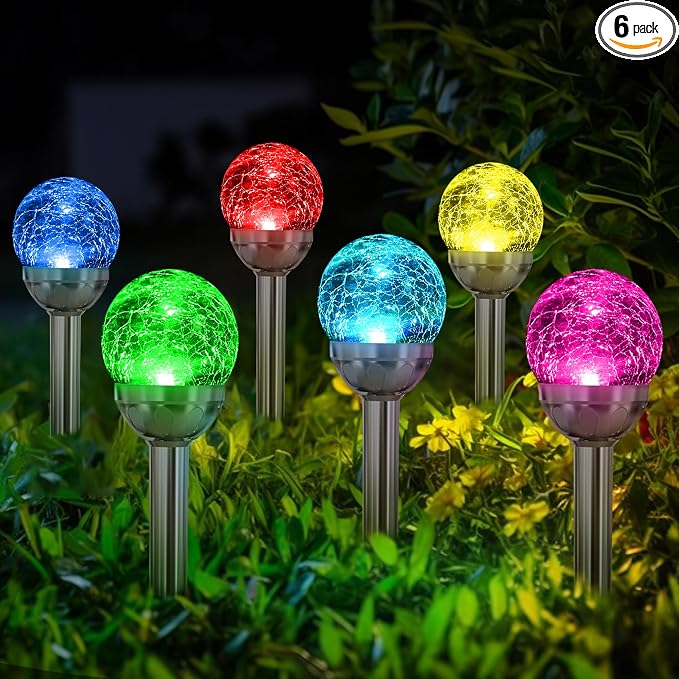 SOLPEX Solar Garden Lights Outdoor, 6 Pack Multi-Color Changing&White 2 Modes by Solpex