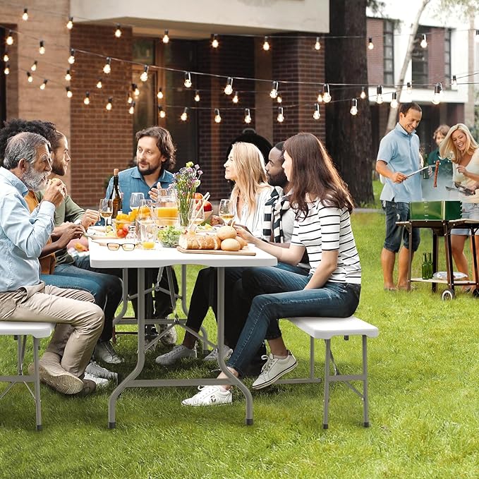 VINGLI Picnic Table Set with 2 Benches, 6 Feet Camping Table Chair Set - Image 7