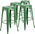 Flash Furniture Lily 4 Pack Commercial Grade 30" High Backless Green Metal by FlashFurniture