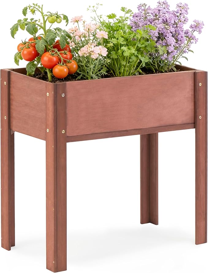 Raised Garden Bed with Legs, Outdoor Wood Elevated Planter Box, Thick Legs by OutdoorFurniture