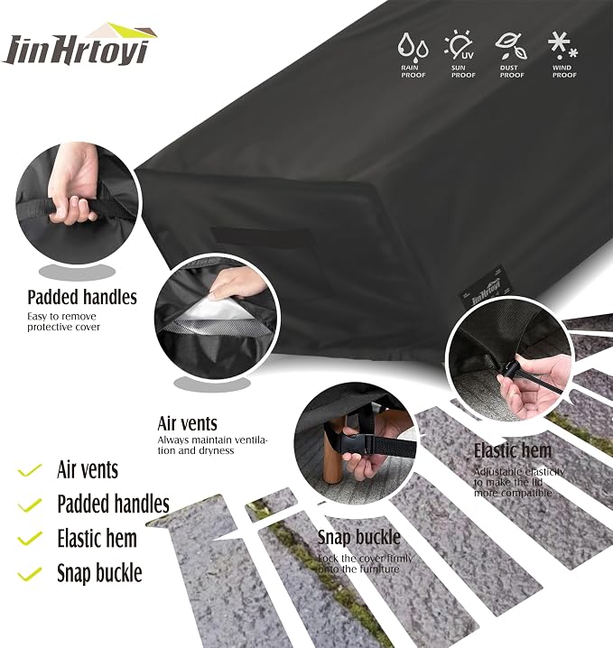 JinHrtoyi Patio Coffee Table Cover, 48Wx28Dx16H Inches 100% Waterproof Heavy - Image 4