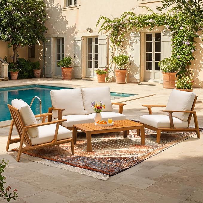 Idzo Jasper Solid Acacia Wood Loveseat Patio Set - Image 9
