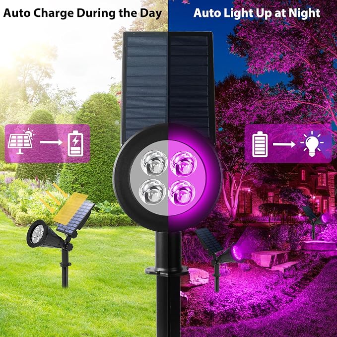 T-SUN Solar Spotlights, 4 LED Solar Waterproof Outdoor Landscape Lights - Image 2