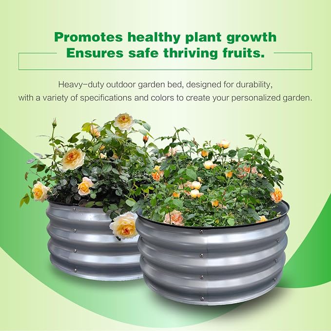 GARDMAX 2 Pack 2x2x1FT Galvanized Round Raised Garden Bed Kit, Metal Planter - Image 2