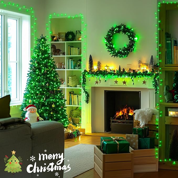 JMEXSUSS Green Christmas Lights Indoor Plug in, 150 LED Connectable String - Image 5