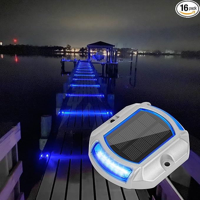 VOLISUN Solar Driveway Lights Dock Deck Lights 16 Pack, 2 Colors in 1, LED by VOLISUN