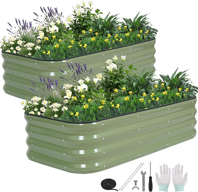 3 in 1 Galvanized Raised Garden Bed by BIRDSINYARD