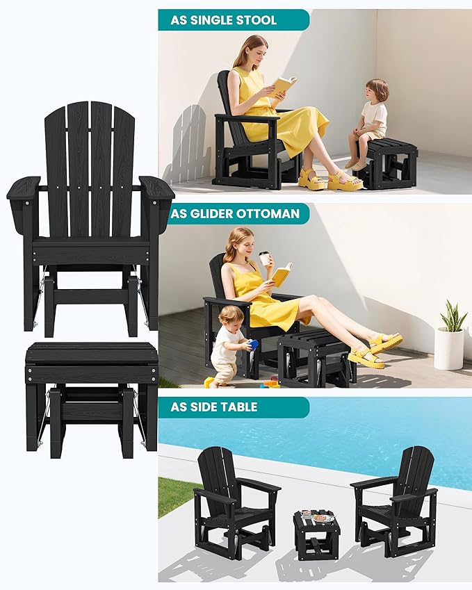 SERWALL Outdoor Glider Chair Set of 4 - Image 4