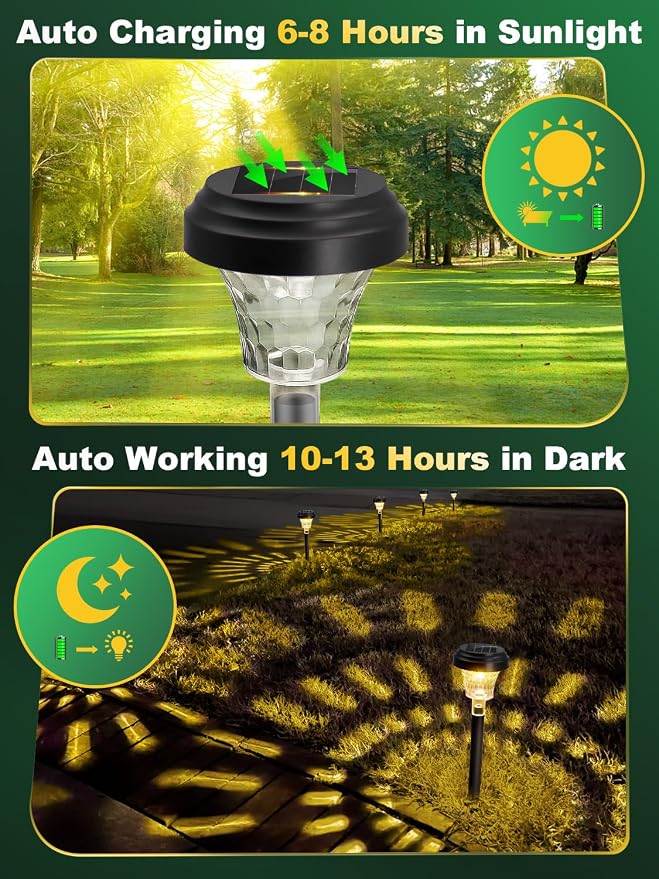 ROOR Ultra Bright Solar Pathway Lights 16 Pack, Outdoor Solar Yard Lights - Image 4