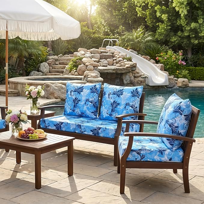 Hoteam 4 Set Outdoor Chair Patio Cushions 20 x 20 Inch Deep Seat Waterproof - Image 6