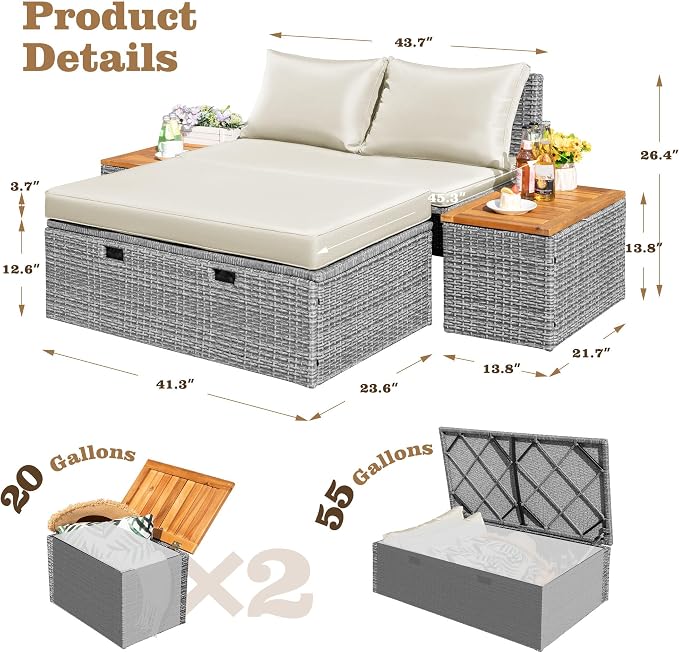 Flamaker Outdoor Rattan Daybed - Image 4