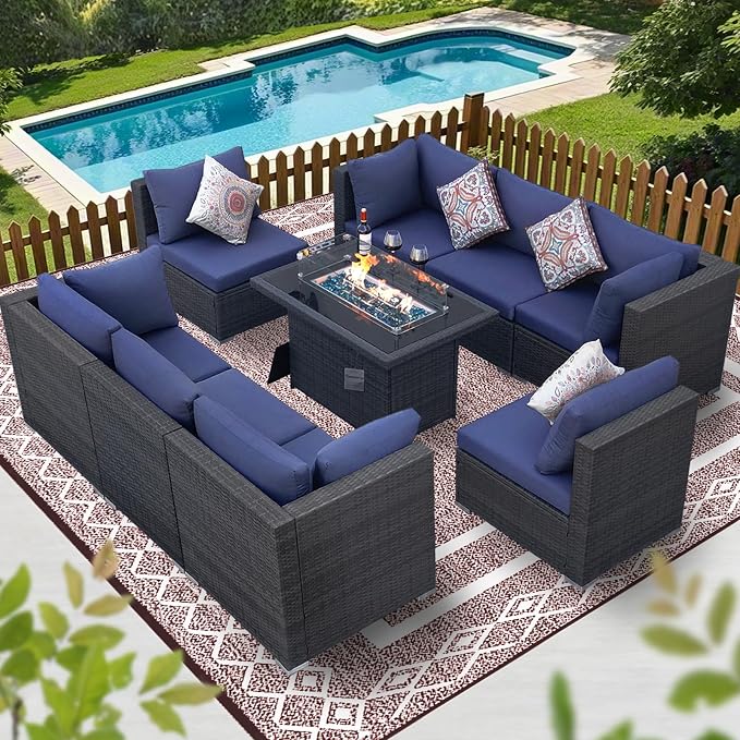 BULEXYARD 9 Piece High Back Outdoor Sectional Seating - Image 9