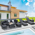 BULEXYARD 11 Piece Large High Back Grey Rattan Patio Furniture Sets by BULEXYARDFURNITURE