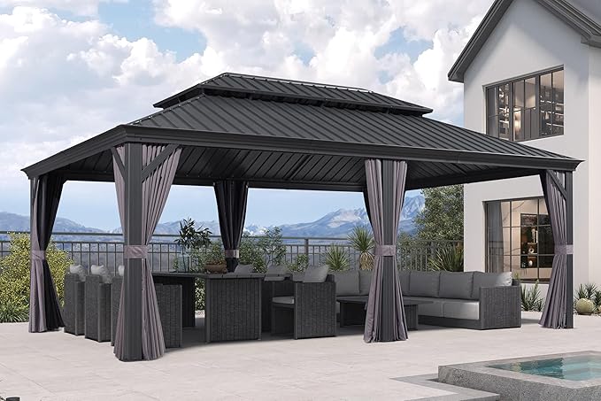 PURPLE LEAF 13' X 20' Permanent Hardtop Gazebo Aluminum Gazebo by PURPLELEAF
