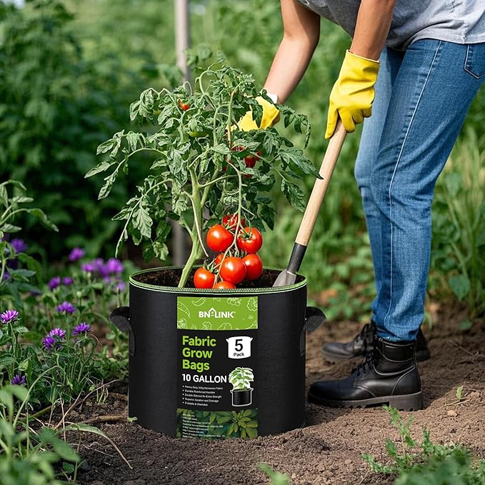 BN-LINK 5-Pack 10 Gallon Grow Bags, Heavy Duty Aeration Fabric Pots - Image 7