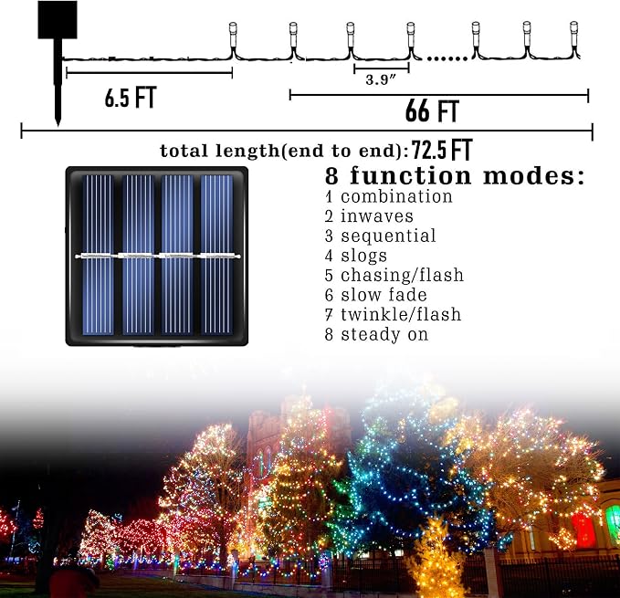Dazzle Bright 2 Pack Total 400LED 132FT Green Christmas Solar String Outdoor - Image 2