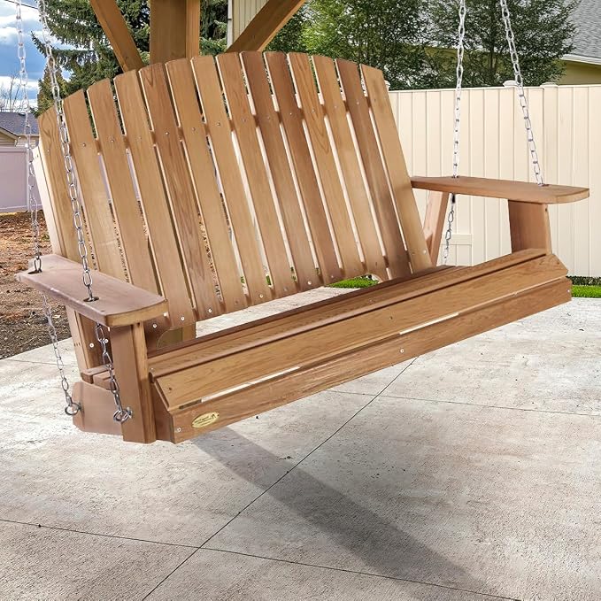 All Things Cedar PS50 Adirondack Outdoor Swing | 4-ft Cedar Porch Swing | - Image 6