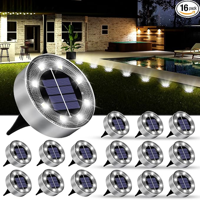 Solar Lights Outdoor 16 Pack, Solar Garden Outdoor Waterproof Pathway Lights by OULONGER