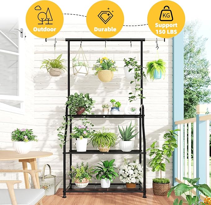 Simple Trending Plant Stand Indoor Outdoor, Heavy Duty Metal 3 Tiered Hanging - Image 2