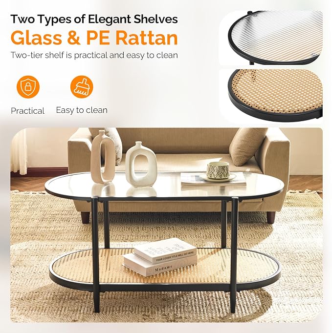 VINGLI 38" Oval Coffee Table - Image 3