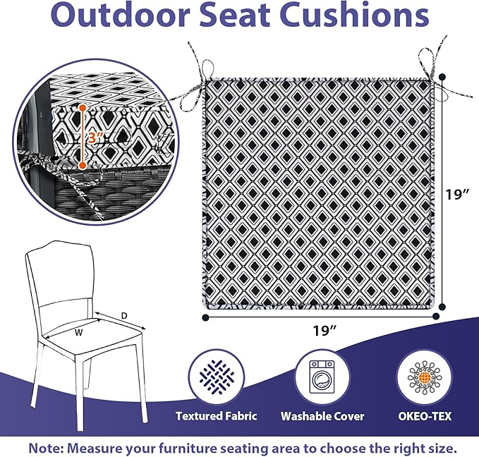 Outdoor Chair Cushions Set of 4, Waterproof Outdoor Seat Cushions - Image 6