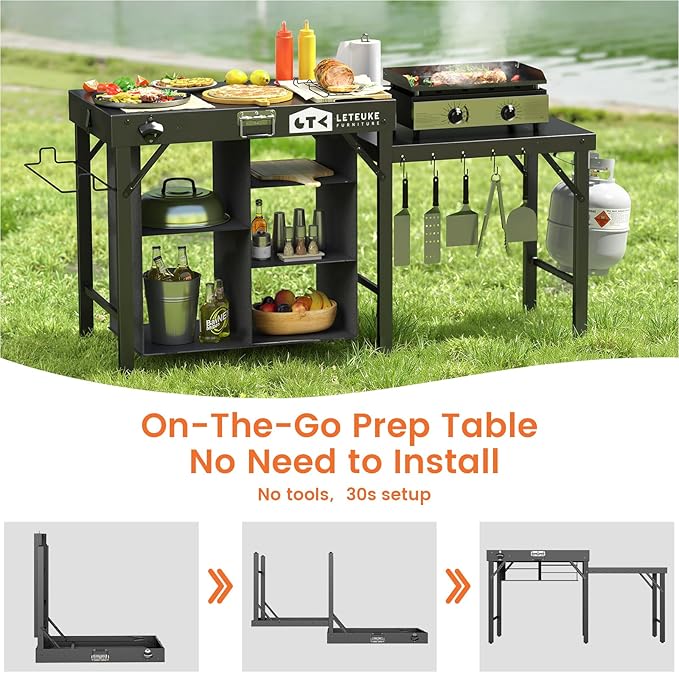 Leteuke Grill Table for Blackstone Griddle, Portable Foldable Grill Table - Image 2