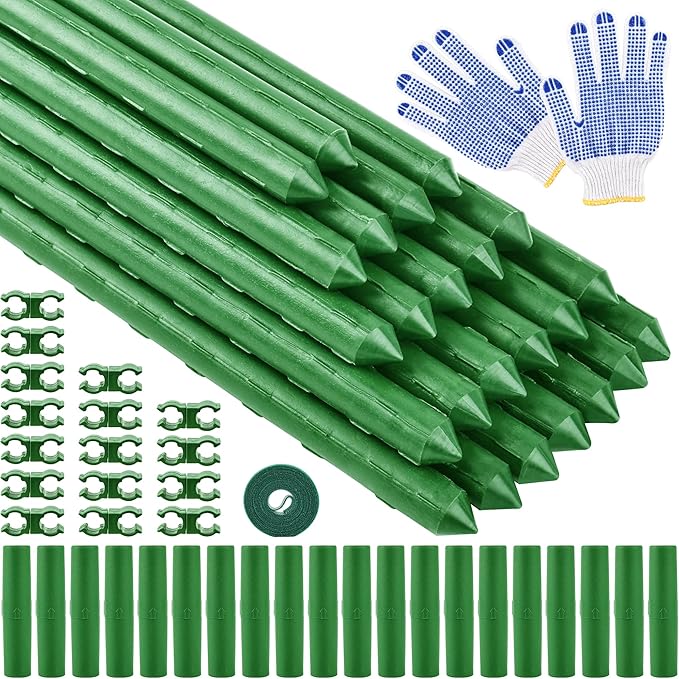 WAENLIR 16 Inch 24 Pack Extendable Garden Stakes Kit, DIY 4ft 5ft 6ft 7ft 8ft by WAENLIR