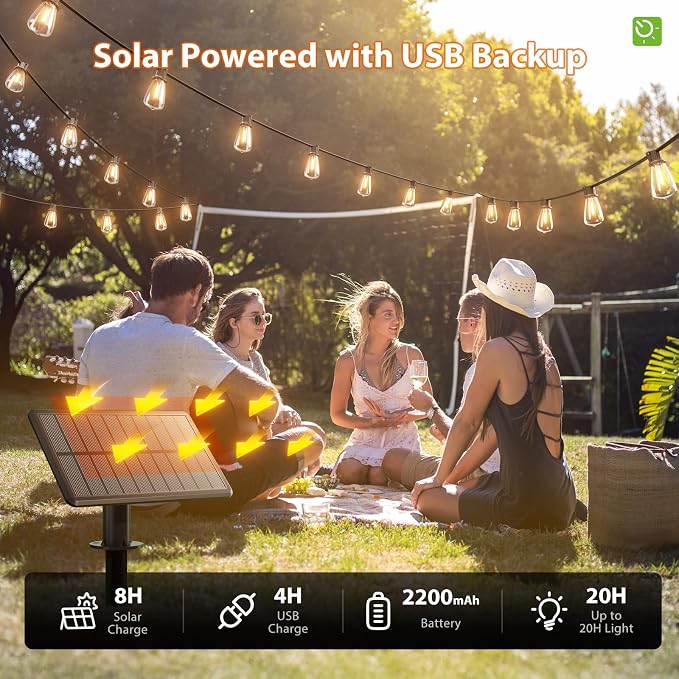 KYY 54FT Solar String Lights Outdoor Waterproof - Image 3