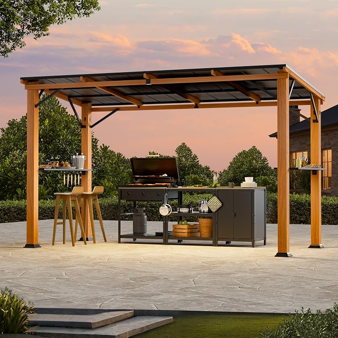 Hardtop Grill Gazebo 6'x12'with Side Shelf, Outdoor Gazebo - Image 2