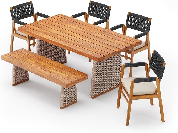 Christopher Knight Home Pasco Acacia Wood Outdoor Dining Table Set - Image 3
