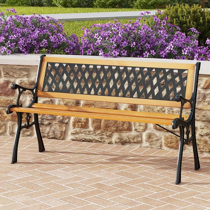 Tangkula Outdoor Garden Bench Park Bench, Patio Bench Chair - Image 8