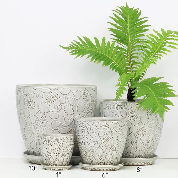 8 Inch + 6 Inch Retro Ceramic Planter Set of 2 - Image 5