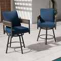 Grand patio Outdoor Swivel Bar Stools Set of 2, Curved Woven Wicker Backrest by GrandPatio