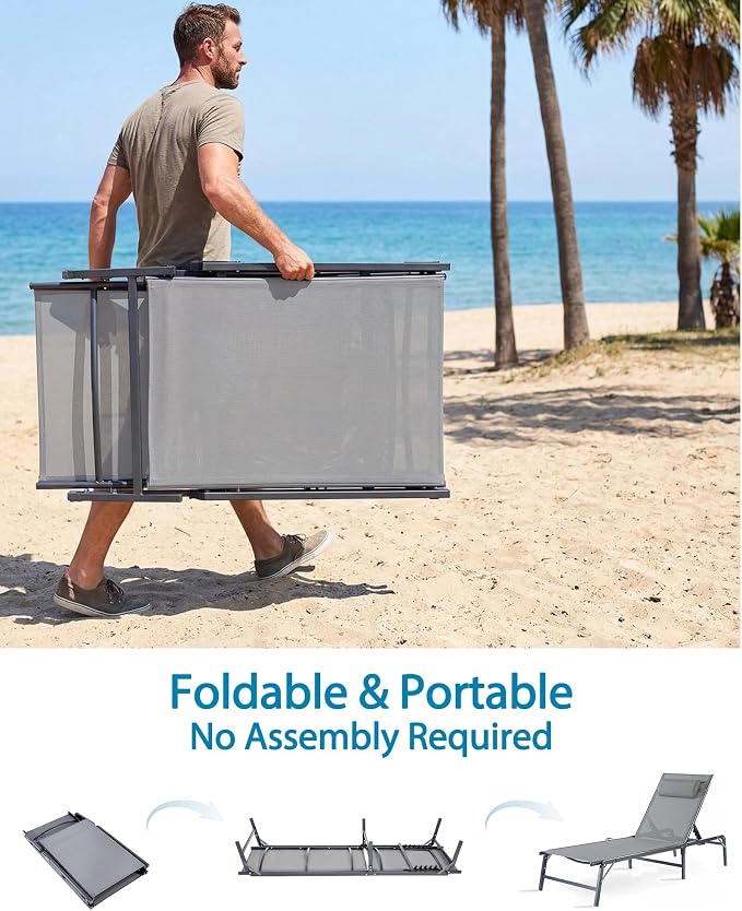 Foldable Chaise Lounge Chair - Image 7